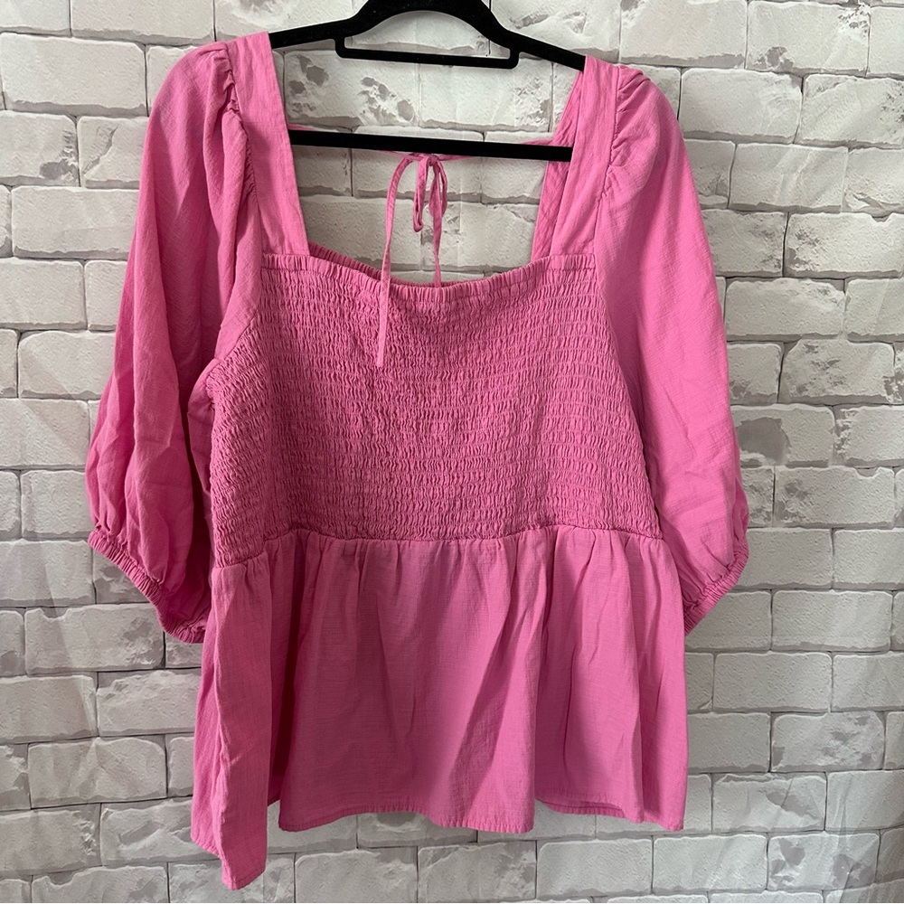 Ava & Viv Pink Smocked Blouse